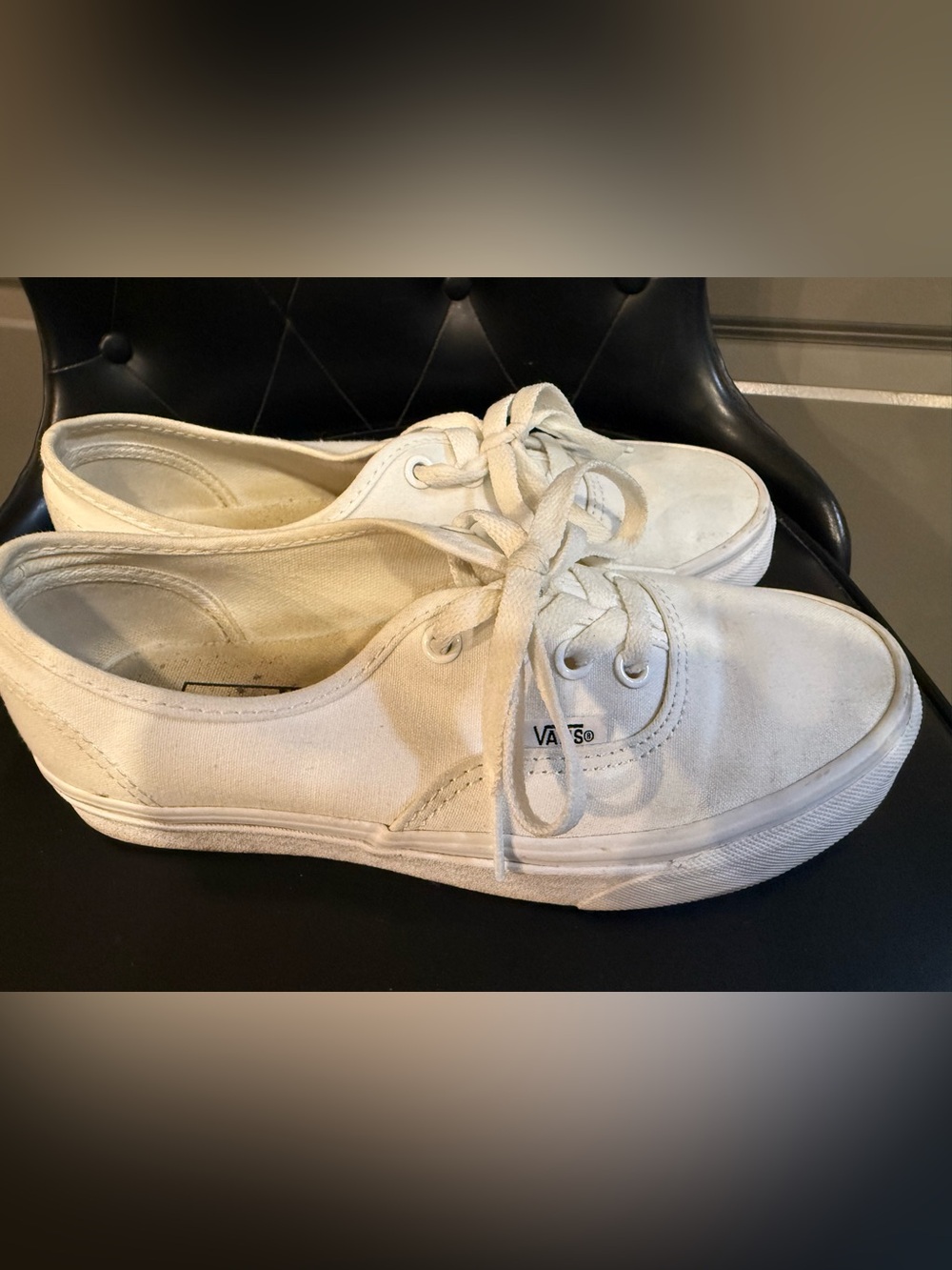 Vans White Canvas Low-Top Lace-Up Sneakers